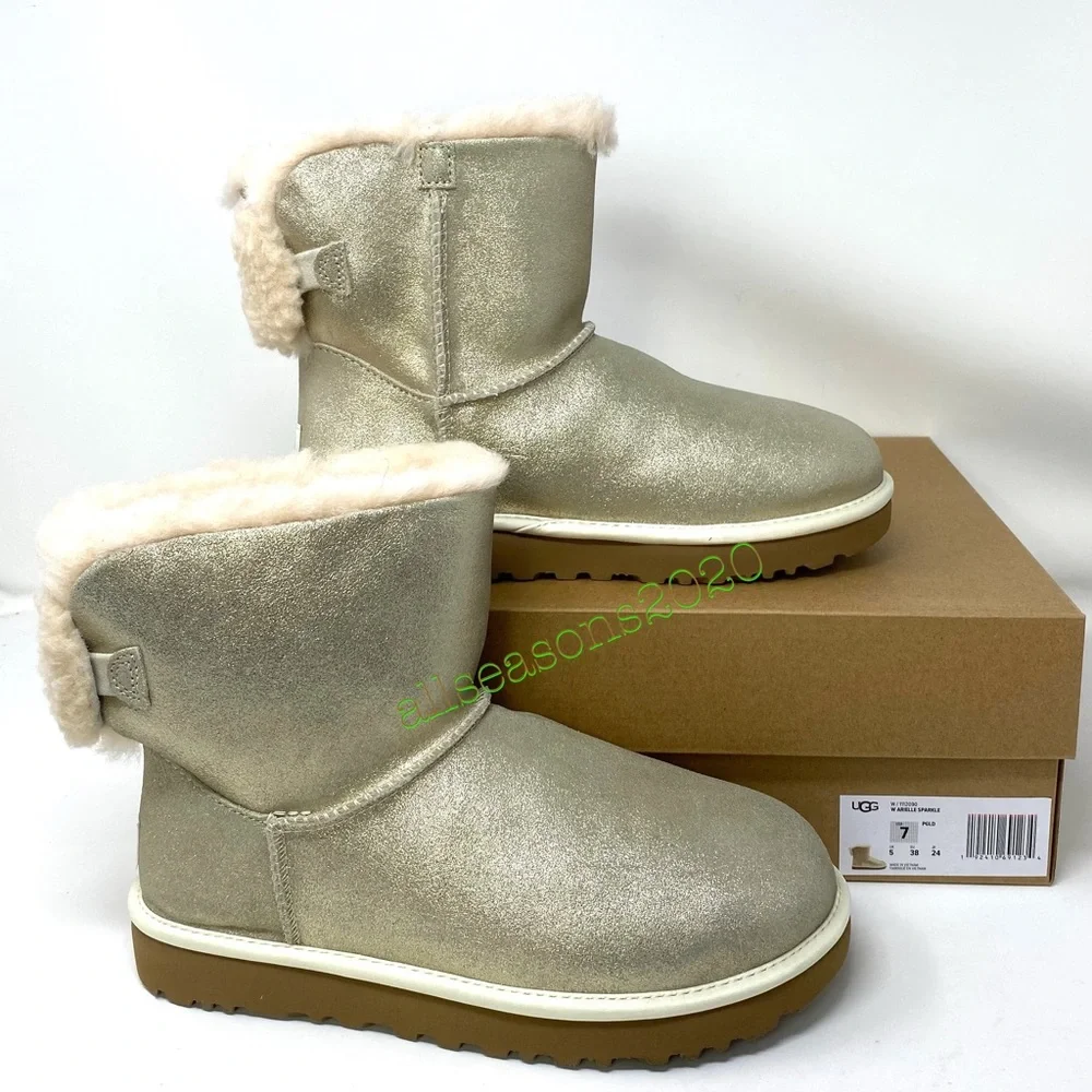 💥MEGA SALE!💥UGG Women’s Boots Arielle Sparkle Boot Fur Gold Size 6 1112090 - Picture 2 of 11